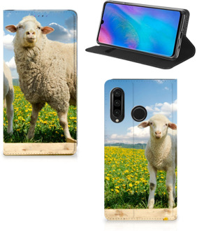 B2Ctelecom Huawei P30 Lite Uniek Standcase Hoesje Schaap en Lammetje