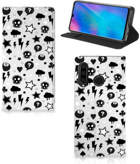 B2Ctelecom Huawei P30 Lite Uniek Standcase Hoesje Silver Punk