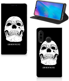 B2Ctelecom Huawei P30 Lite Uniek Standcase Hoesje Skull Eyes