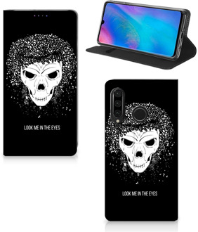 B2Ctelecom Huawei P30 Lite Uniek Standcase Hoesje Skull Hair