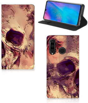 B2Ctelecom Huawei P30 Lite Uniek Standcase Hoesje Skullhead