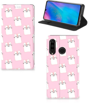 B2Ctelecom Huawei P30 Lite Uniek Standcase Hoesje Sleeping Cats