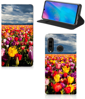 B2Ctelecom Huawei P30 Lite Uniek Standcase Hoesje Tulpen