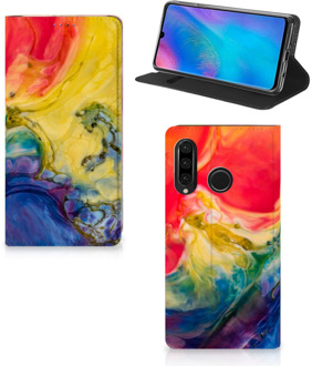 B2Ctelecom Huawei P30 Lite Uniek Standcase Hoesje Watercolor Dark