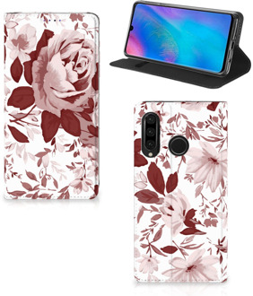 B2Ctelecom Huawei P30 Lite Uniek Standcase Hoesje Watercolor Flowers