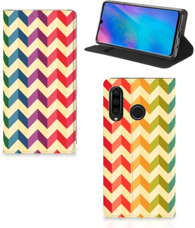 B2Ctelecom Huawei P30 Lite Uniek Standcase Hoesje Zigzag Color