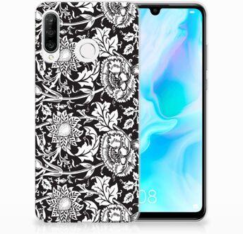 B2Ctelecom Huawei P30 Lite Uniek TPU Hoesje Black Flowers