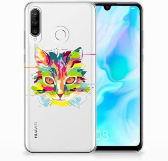 B2Ctelecom Huawei P30 Lite Uniek TPU Hoesje Cat Color