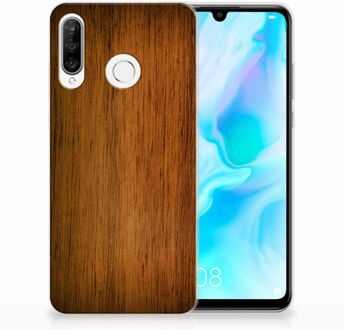 B2Ctelecom Huawei P30 Lite Uniek TPU Hoesje Donker Hout