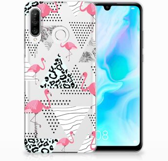 B2Ctelecom Huawei P30 Lite Uniek TPU Hoesje Flamingo Triangle