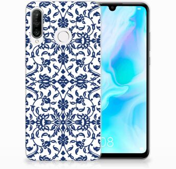 B2Ctelecom Huawei P30 Lite Uniek TPU Hoesje Flower Blue