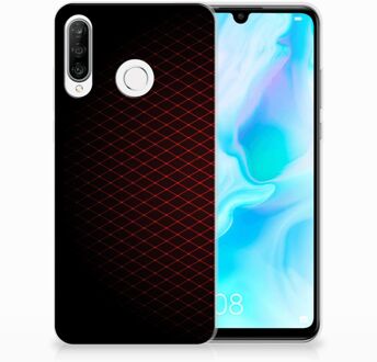 B2Ctelecom Huawei P30 Lite Uniek TPU Hoesje Geruit Rood