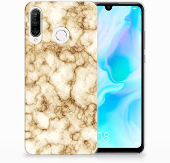 B2Ctelecom Huawei P30 Lite Uniek TPU Hoesje Marmer Goud