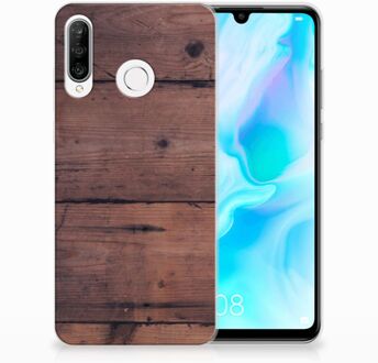 B2Ctelecom Huawei P30 Lite Uniek TPU Hoesje Old Wood