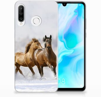 B2Ctelecom Huawei P30 Lite Uniek TPU Hoesje Paarden