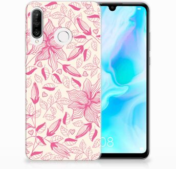 B2Ctelecom Huawei P30 Lite Uniek TPU Hoesje Pink Flowers