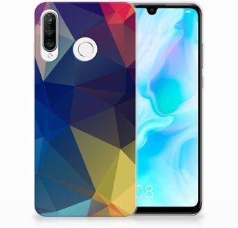 B2Ctelecom Huawei P30 Lite Uniek TPU Hoesje Polygon Dark