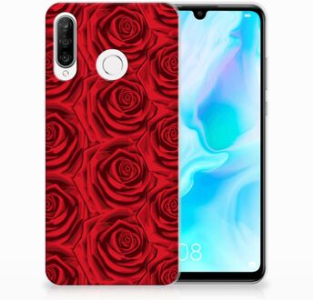 B2Ctelecom Huawei P30 Lite Uniek TPU Hoesje Red Roses