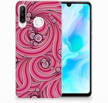 B2Ctelecom Huawei P30 Lite Uniek TPU Hoesje Swirl Pink