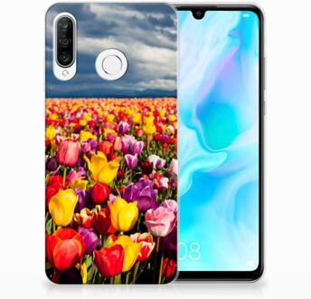 B2Ctelecom Huawei P30 Lite Uniek TPU Hoesje Tulpen