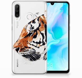 B2Ctelecom Huawei P30 Lite Uniek TPU Hoesje Watercolor Tiger