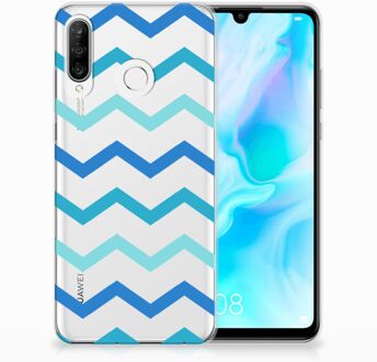 B2Ctelecom Huawei P30 Lite Uniek TPU Hoesje Zigzag Blauw