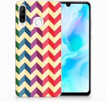 B2Ctelecom Huawei P30 Lite Uniek TPU Hoesje Zigzag Color