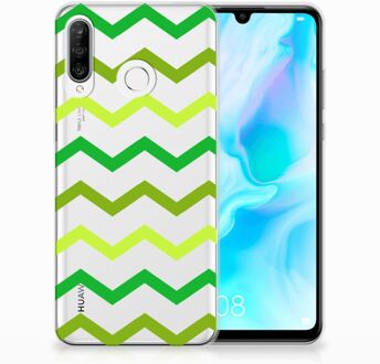 B2Ctelecom Huawei P30 Lite Uniek TPU Hoesje Zigzag Groen