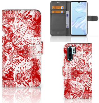 B2Ctelecom Huawei P30 Pro Boekhoesje Design Angel Skull Red