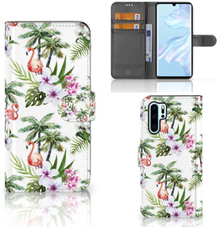 B2Ctelecom Huawei P30 Pro Boekhoesje Design Flamingo Palms