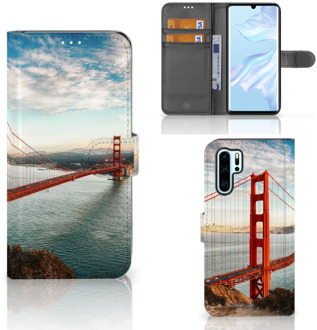 B2Ctelecom Huawei P30 Pro Boekhoesje Design Golden Gate Bridge