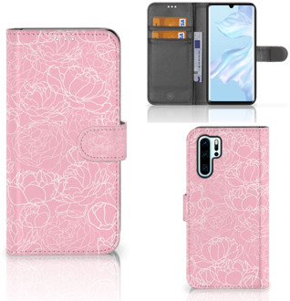 B2Ctelecom Huawei P30 Pro Boekhoesje Design White Flowers