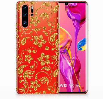 B2Ctelecom Huawei P30 Pro TPU Hoesje Design Gouden Bloemen