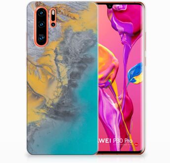 B2Ctelecom Huawei P30 Pro TPU Hoesje Design Marble Blue Gold