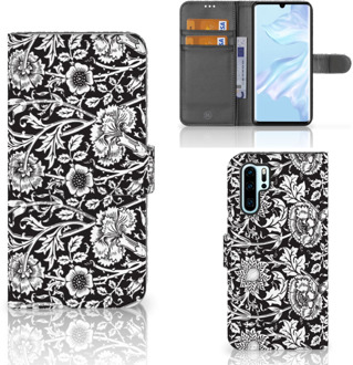 B2Ctelecom Huawei P30 Pro Uniek Boekhoesje Black Flowers