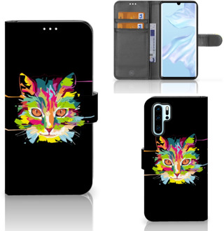 B2Ctelecom Huawei P30 Pro Uniek Boekhoesje Cat Color