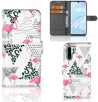 B2Ctelecom Huawei P30 Pro Uniek Boekhoesje Flamingo Triangle