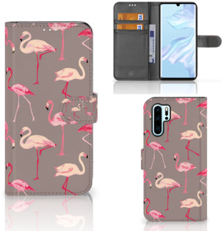 B2Ctelecom Huawei P30 Pro Uniek Boekhoesje Flamingo