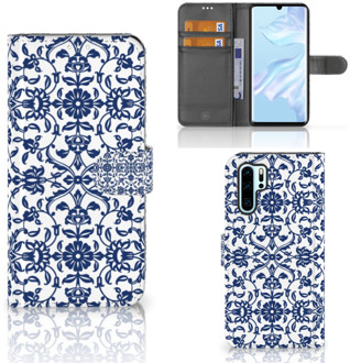 B2Ctelecom Huawei P30 Pro Uniek Boekhoesje Flower Blue