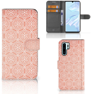 B2Ctelecom Huawei P30 Pro Uniek Boekhoesje Pattern Orange