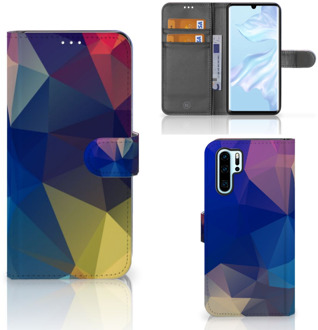 B2Ctelecom Huawei P30 Pro Uniek Boekhoesje Polygon Dark