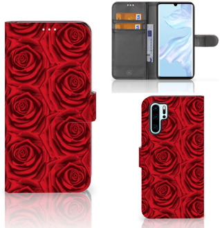 B2Ctelecom Huawei P30 Pro Uniek Boekhoesje Red Roses