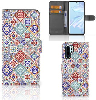 B2Ctelecom Huawei P30 Pro Uniek Boekhoesje Tiles Color