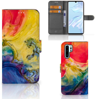 B2Ctelecom Huawei P30 Pro Uniek Boekhoesje Watercolor Dark