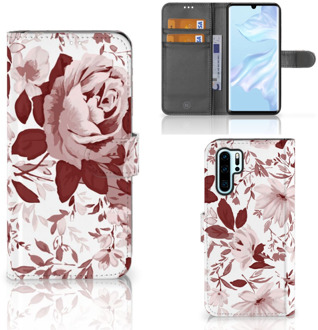 B2Ctelecom Huawei P30 Pro Uniek Boekhoesje Watercolor Flowers