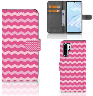 B2Ctelecom Huawei P30 Pro Uniek Boekhoesje Waves Pink