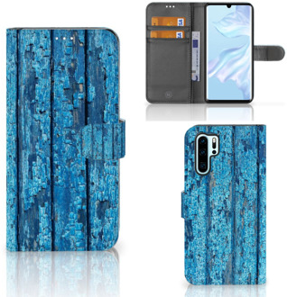 B2Ctelecom Huawei P30 Pro Uniek Boekhoesje Wood Blue