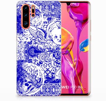 B2Ctelecom Huawei P30 Pro Uniek TPU Hoesje Angel Skull Blue