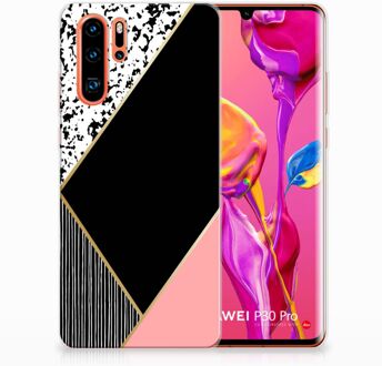 B2Ctelecom Huawei P30 Pro Uniek TPU Hoesje Black Pink Shapes