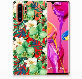 B2Ctelecom Huawei P30 Pro Uniek TPU Hoesje Orchidee Groen